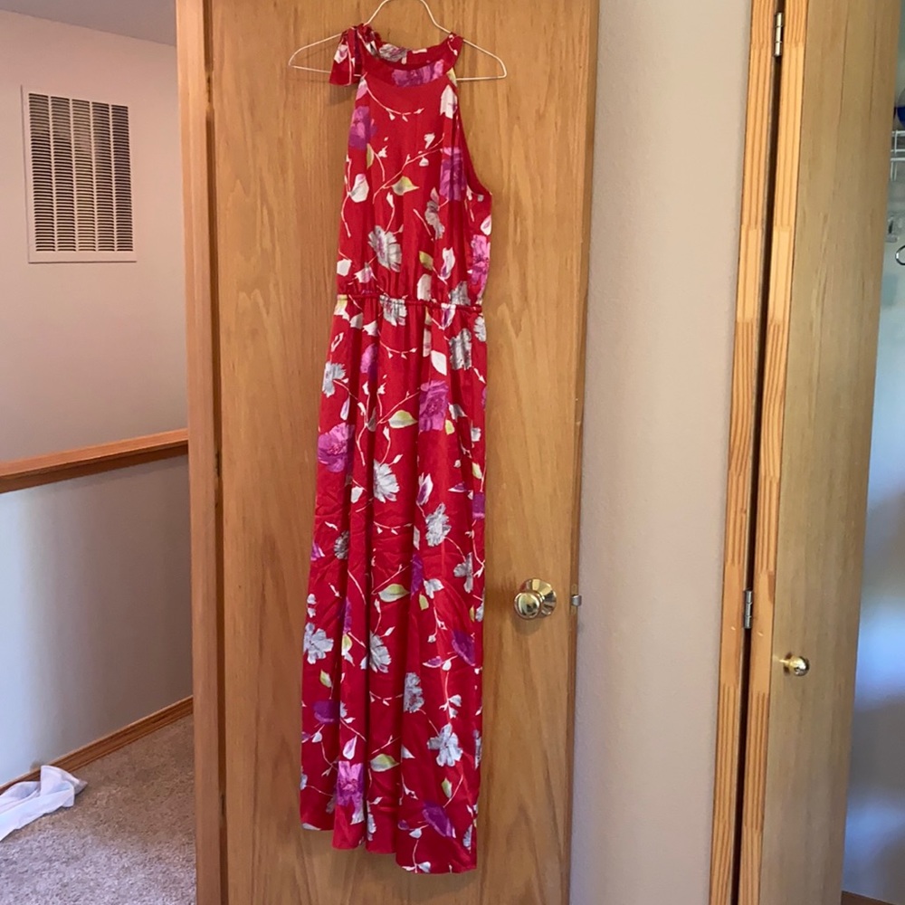 Banana Republic Red Floral Maxi Dress